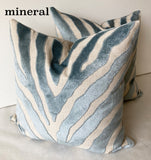 Set of Two Etosha Velvet Zebra Pillow Covers in Mineral