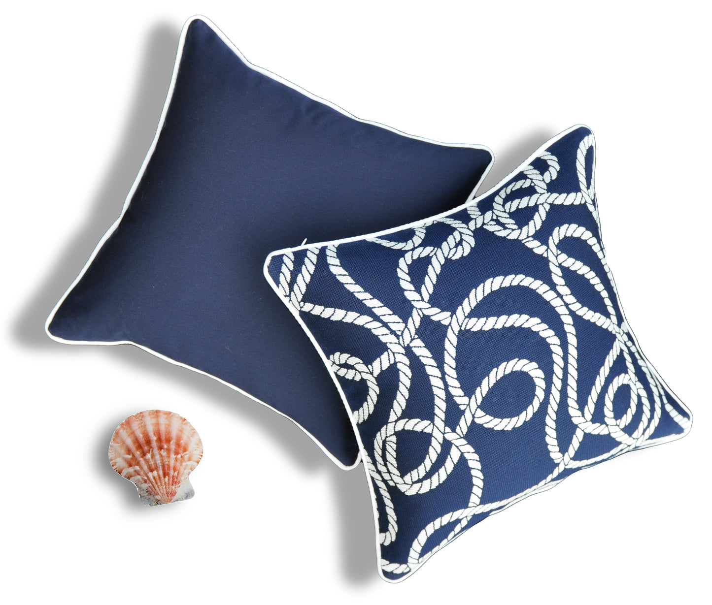 Navy Pillow Cover -Sunbrella® Fabric -Blue Pillow Cover - White Piping- Pillow Cover -Beach Themed Pillow Cover- Blue and White