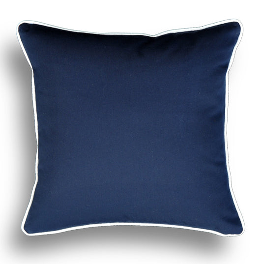 Navy Pillow Cover -Sunbrella® Fabric -Blue Pillow Cover - White Piping- Pillow Cover -Beach Themed Pillow Cover- Blue and White