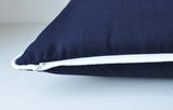 Navy Pillow Cover -Sunbrella® Fabric -Blue Pillow Cover - White Piping- Pillow Cover -Beach Themed Pillow Cover- Blue and White