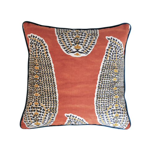 Persimmon Pillow Cover -Robert Allen -Pillow with Piping -Burnt Orange Pillow Cover -Orange Throw Pillow - Burnt Orange - Paisley Print