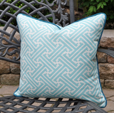 Aqua Meander Pillow Cover - Made With Sunbrella® Fabric
