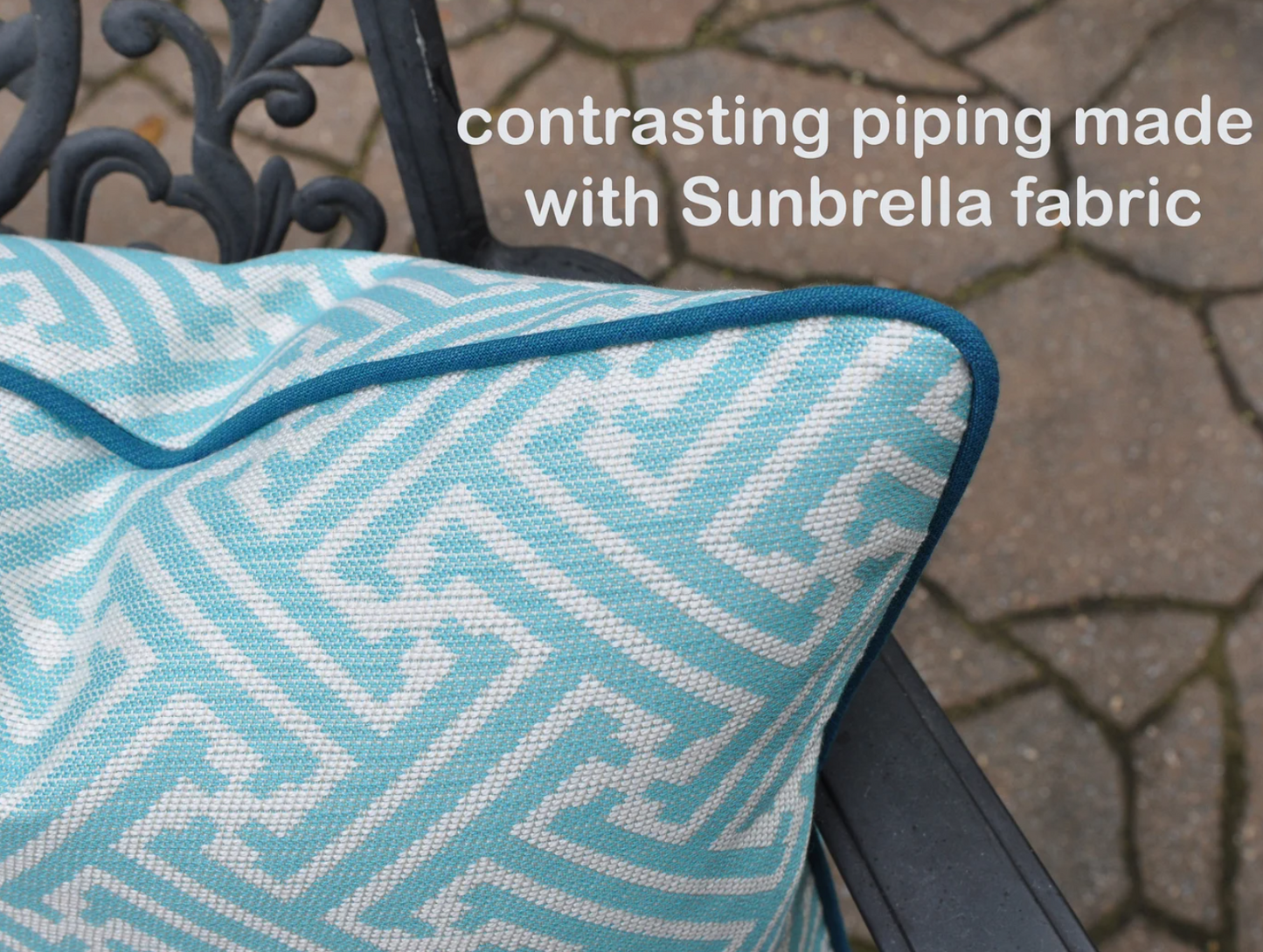 Aqua Meander Pillow Cover - Made With Sunbrella® Fabric