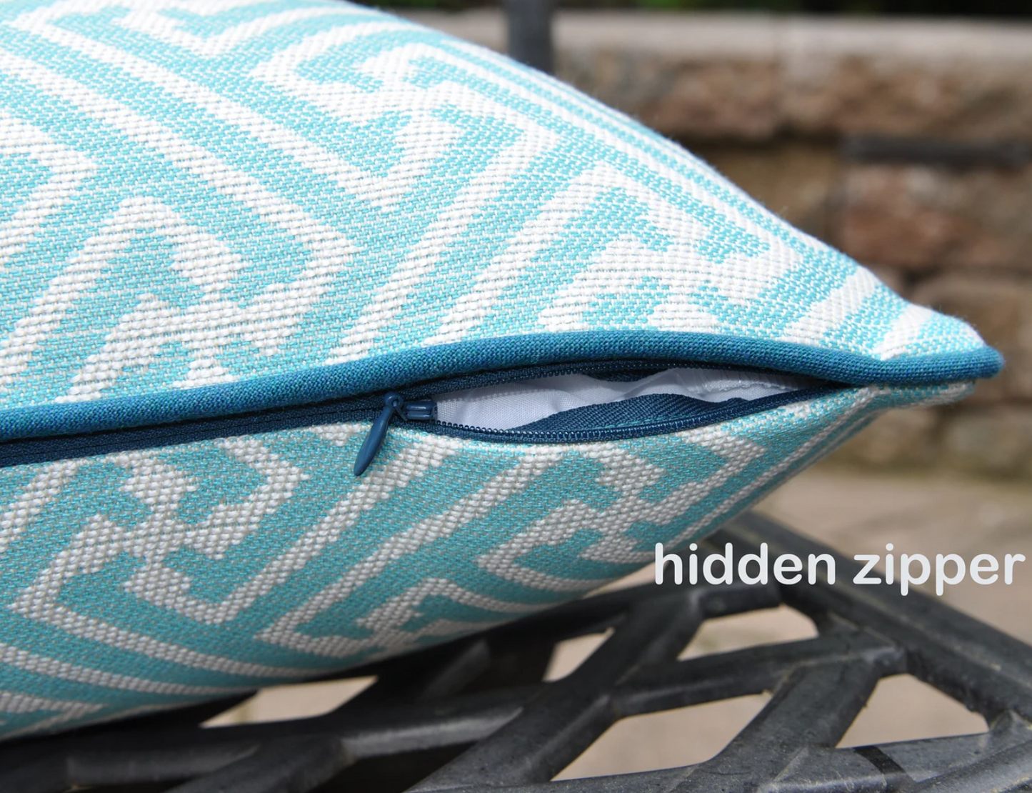 Aqua Meander Pillow Cover - Made With Sunbrella® Fabric
