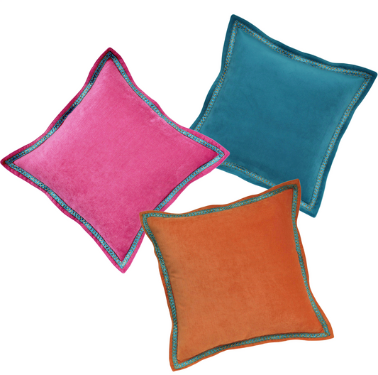 Flange Pillow Cover - Solid Throw Pillow Cover - Pink Pillow Covers - Orange Pillow Covers - Teal Pillow Covers - Velvet Pillow Cover