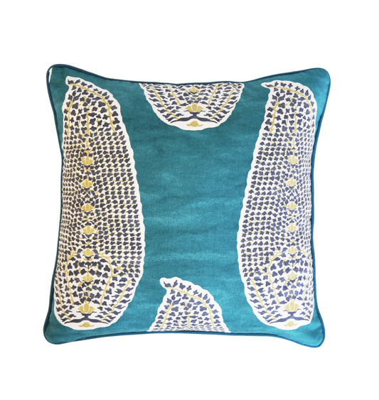Peacock Pillow Cover -Robert Allen -Pillow with Piping -Teal Pillow Cover -Peacock Throw Pillow - Welted Pillow Cover - Paisley Print