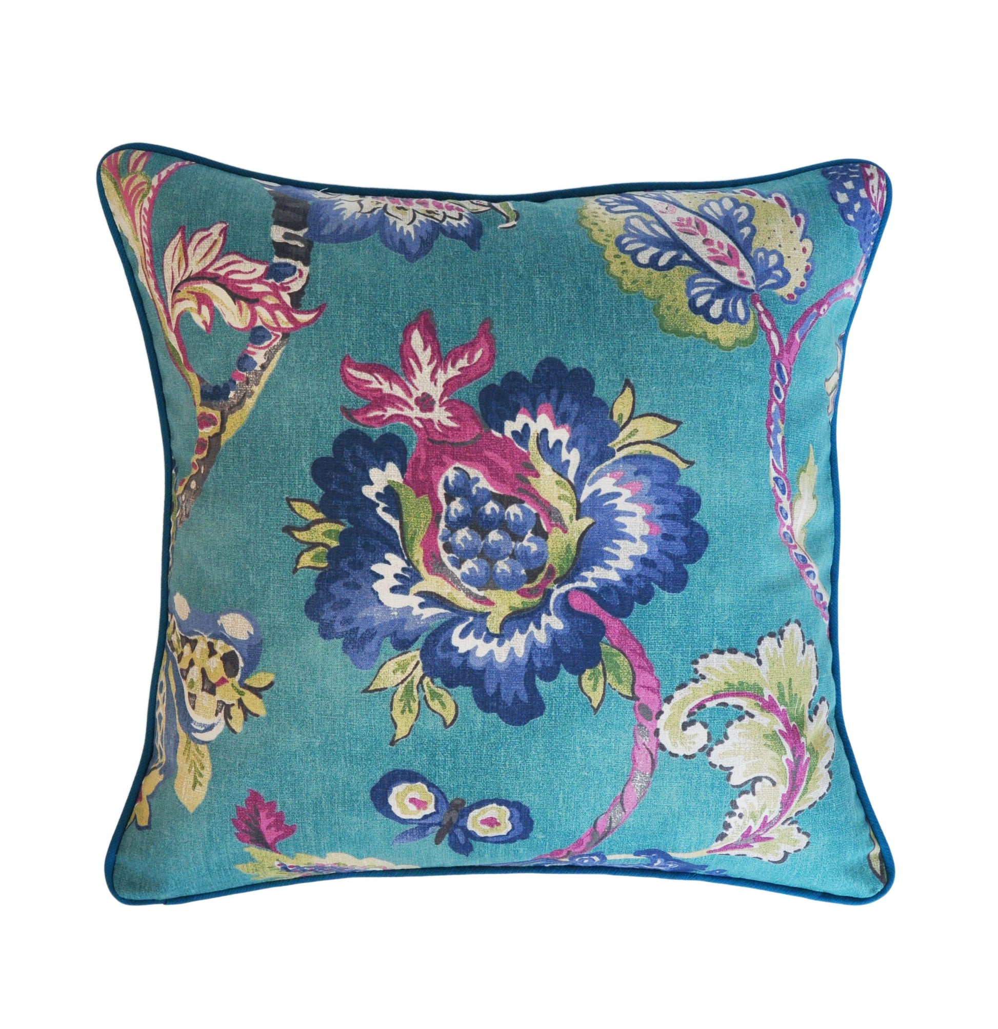 Peacock Pillow Cover -Robert Allen Pillow Cover -Designer Pillow Cover -Floral Print Pillow Cover -Teal Pillows- Flower Print -Floral Pillow