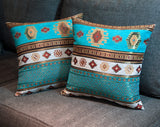 KILIM PILLOW Cover - Aztec pillows - Tribal Pillow -Ethnic Pillow - Geometric Pattern - Turkish Pillow -Chenille Pillow - Turquoise Pillows
