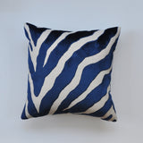 Set of Two Etosha Velvet Zebra Pillow Covers in Blue