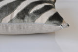 Set of Two Etosha Velvet Zebra Pillow Covers in Gray