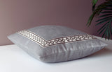 Grey Throw Pillows - Gray Pillow Cover- Pillows with Trim -Silver Pillow -Geometric Trim- Greek Key Pillows- Grey Pillow Cover