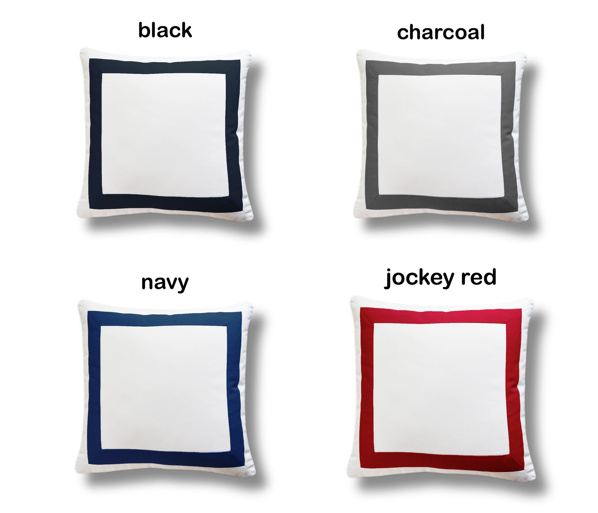 Sunbrella Pillow Cover - White Pillow with Border - Mitered Corners Pillow- Outdoor Pillow Cover - Solid Pillow with Tape