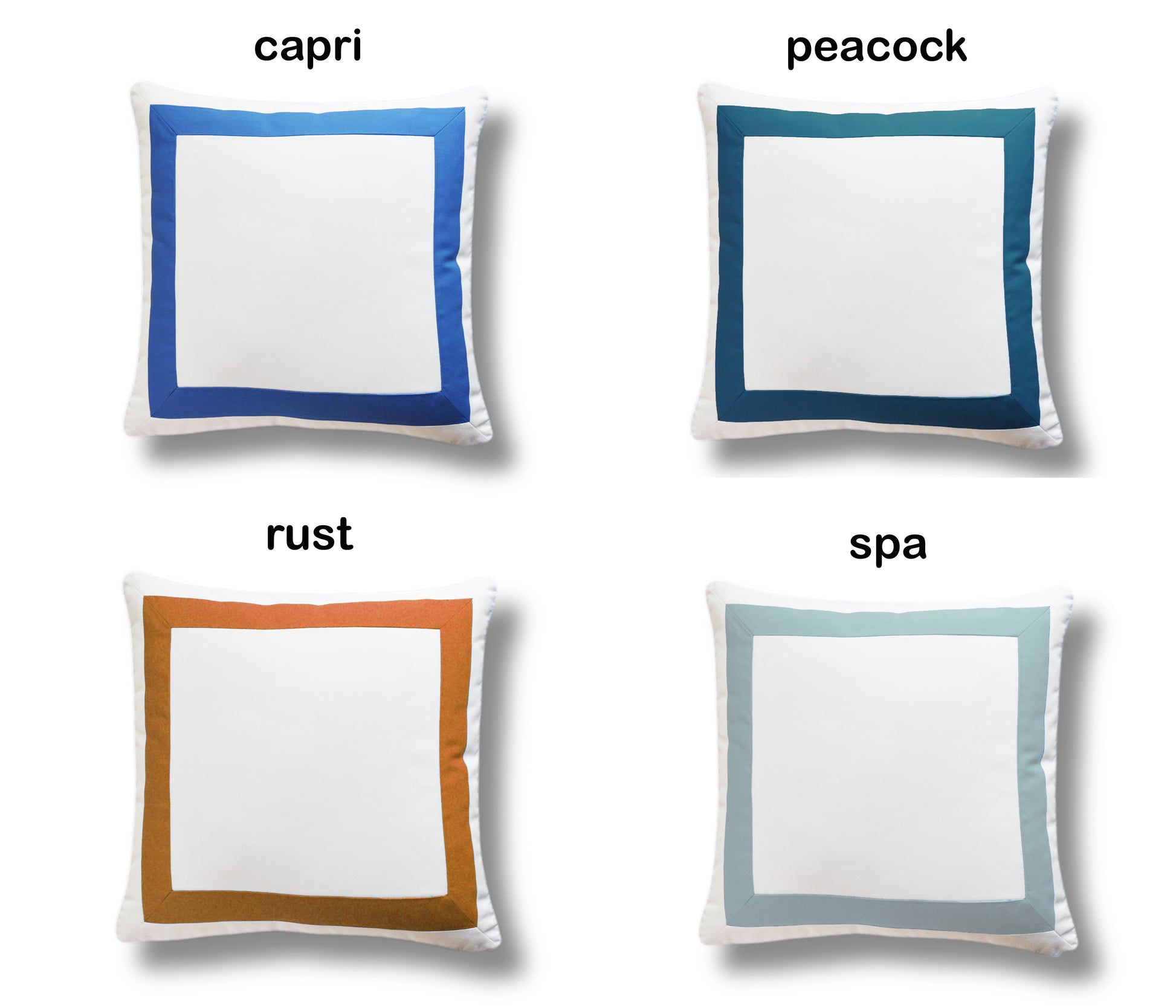 Sunbrella Pillow Cover - White Pillow with Border - Mitered Corners Pillow- Outdoor Pillow Cover - Solid Pillow with Tape