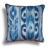 Outdoor Pillow Cover  - Blue Pillow Cover - Zippered Pillow - Pillow with Piping - Indigo Pillow -  Throw Pillow -Outdoor