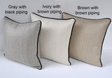 Herringbone Pillow Cover - Chevron Pillow Cover - Zig Zag Pillows - Sunbrella Pillow Covers with Piping - Brown Pillows -Gray Pillows